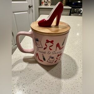 Sweet & Sassy Ceramic Mug with Red High Heel Lid NWT